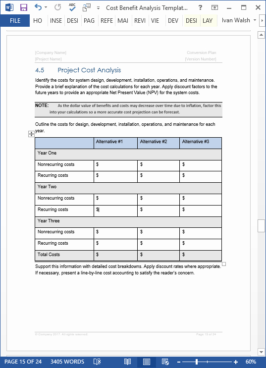 Cost Analysis Template Excel New Cost Benefit Analysis Template