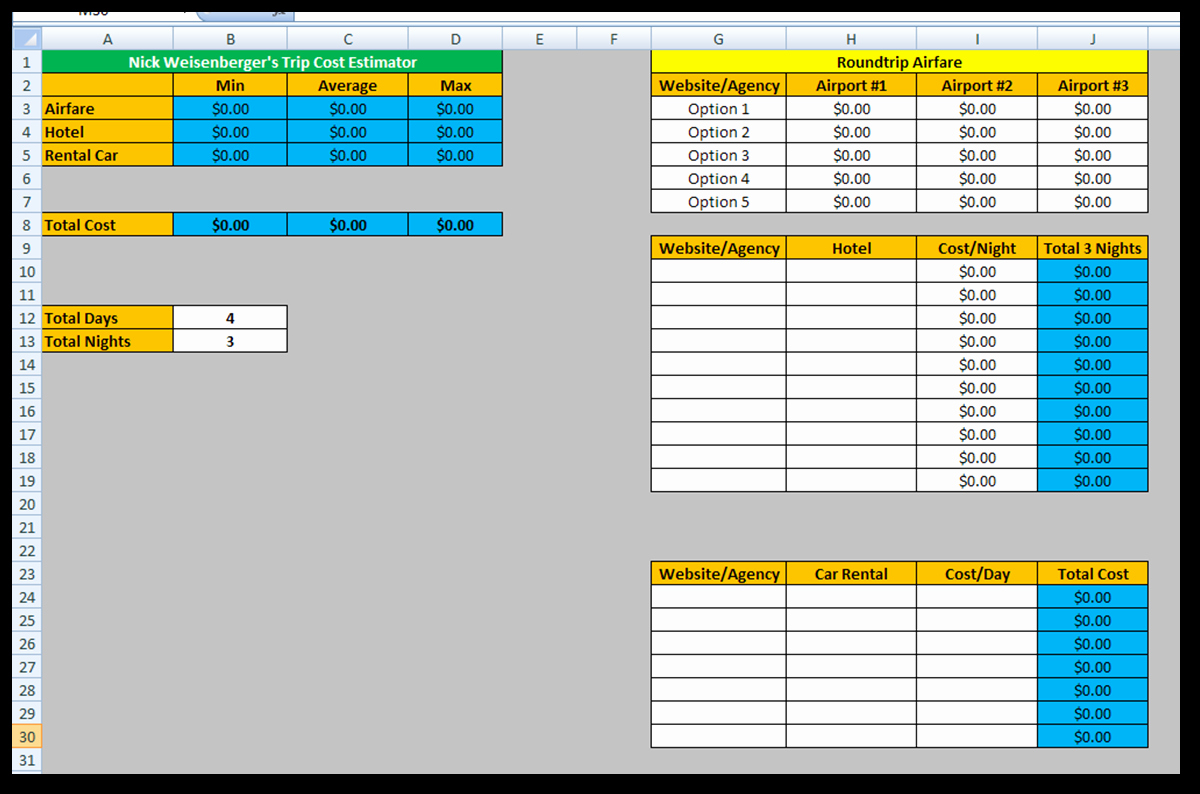 Cost Estimate Template Excel Best Of Excel Spreadsheets Help Trip Cost Estimator Spreadsheet
