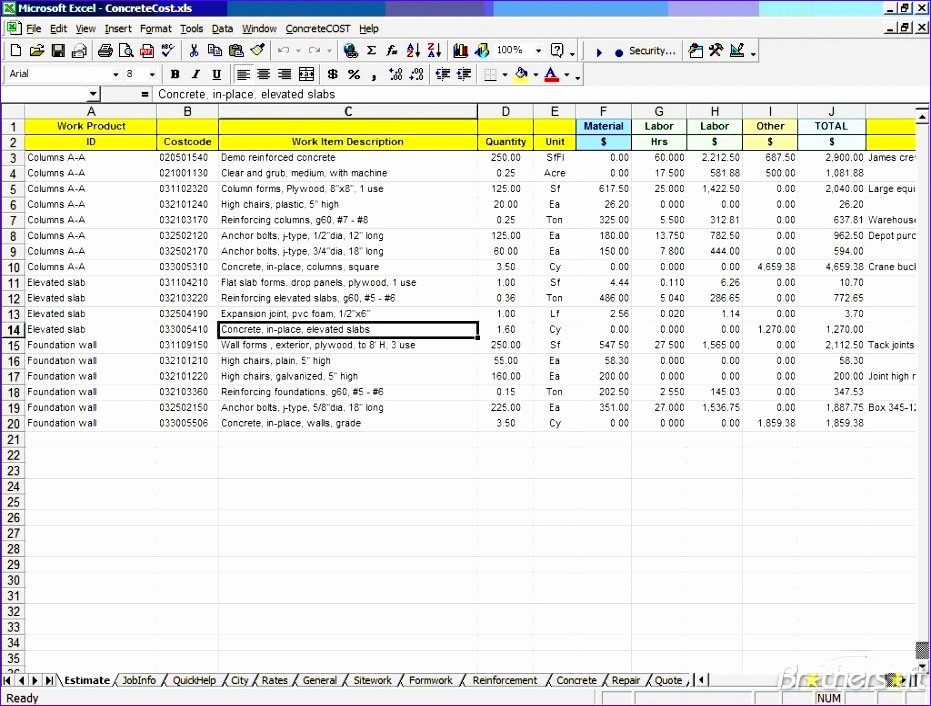 Cost Estimate Template Excel Elegant 11 Free Construction Cost Estimate Excel Template