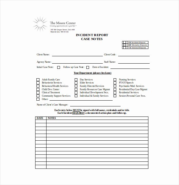 Counseling Case Notes Template Elegant 7 Case Notes Templates – Free Sample Example format