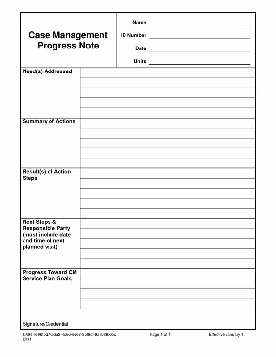 Counseling Case Notes Template New Case Notes Template