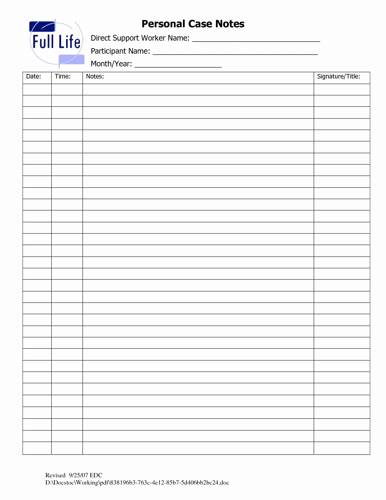 Counseling Case Notes Template Unique 8 Best Of Printable Personal Contact Template