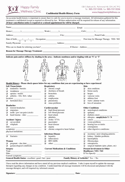 Counseling Intake form Template Elegant Patient forms Massage therapy Intake form