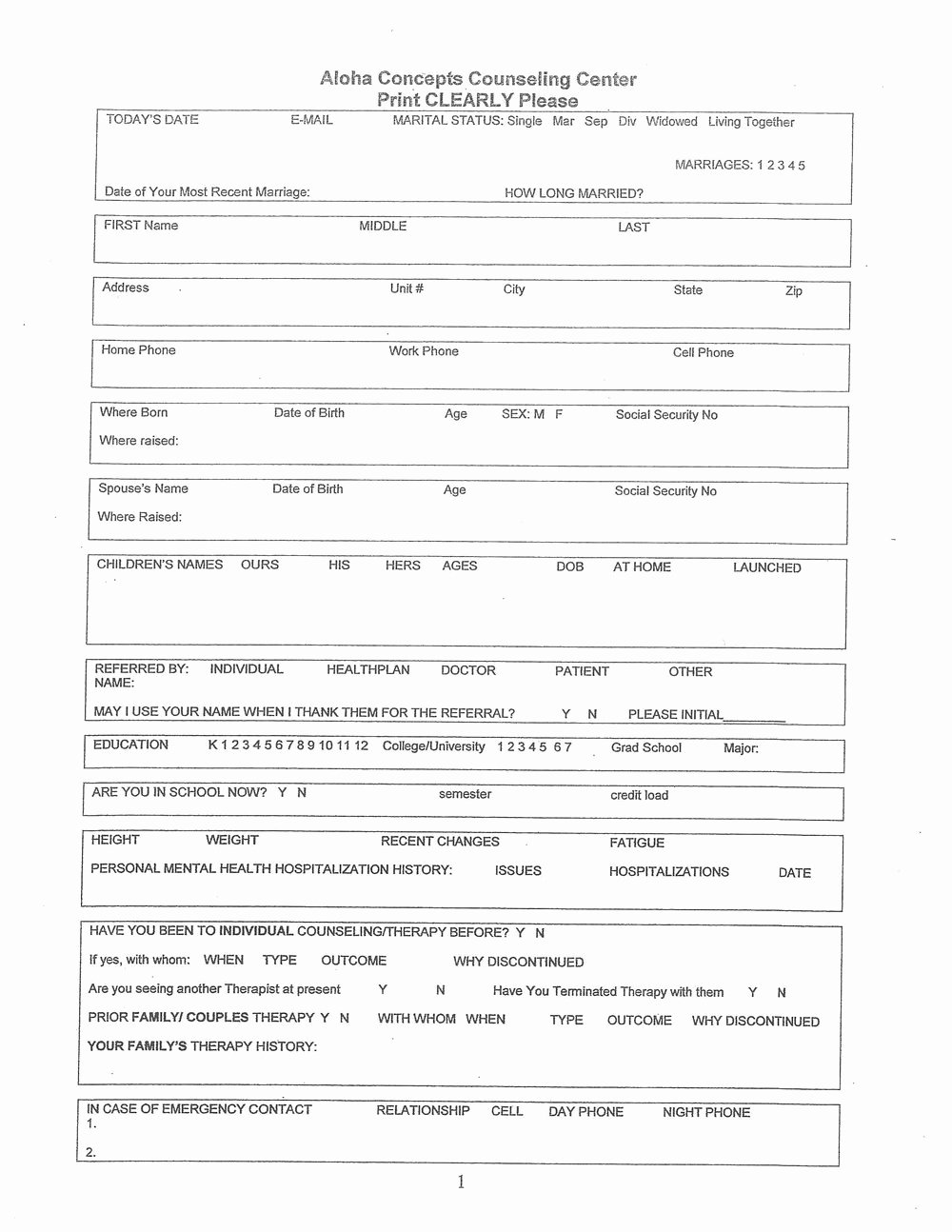 Counseling Intake form Template Luxury Massage therapy Client Intake form Template forms 3775