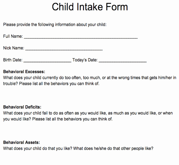 Counseling Intake form Template New Child Intake form Templates Pinterest