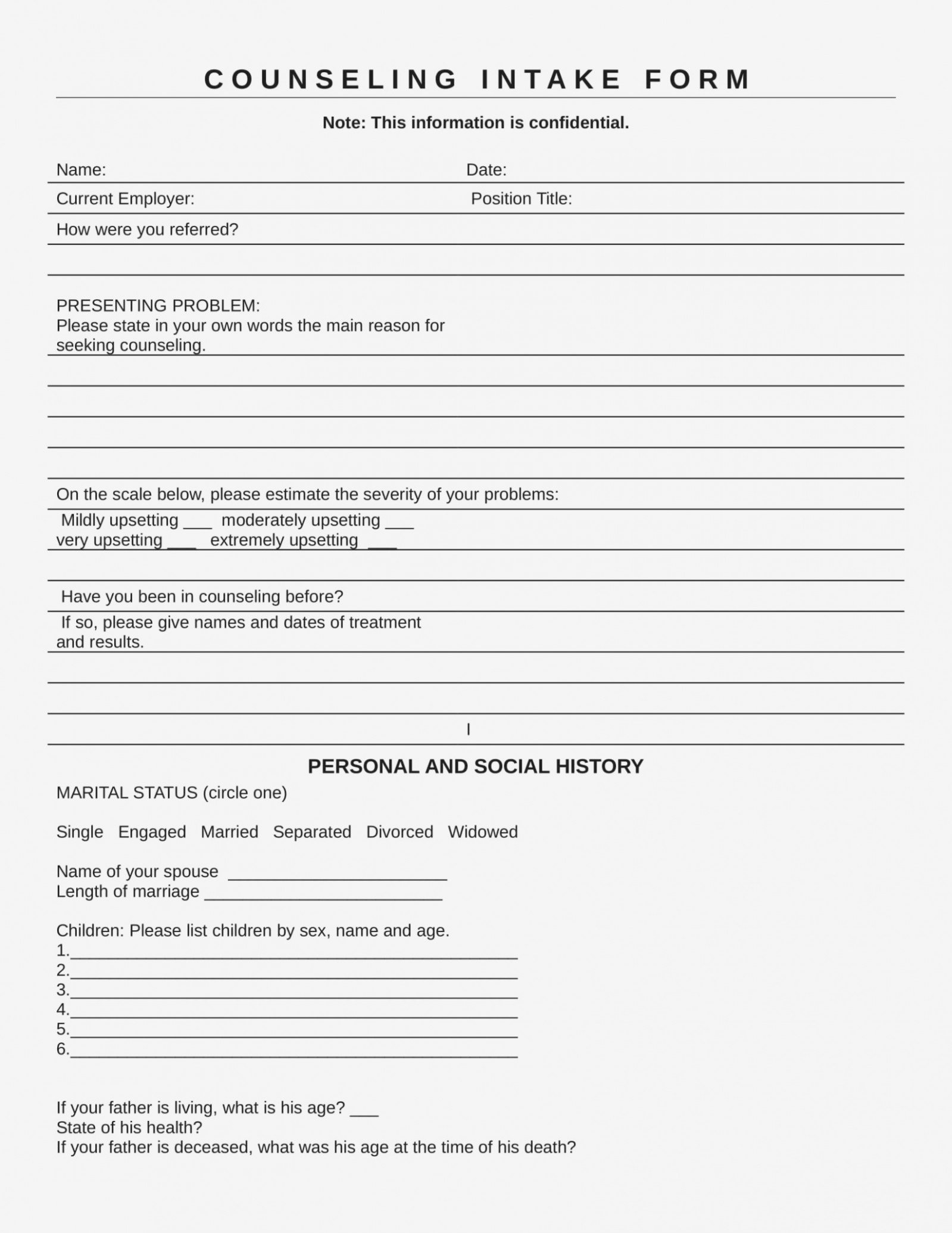 Counseling Intake form Template New You Should Experience Counseling Intake