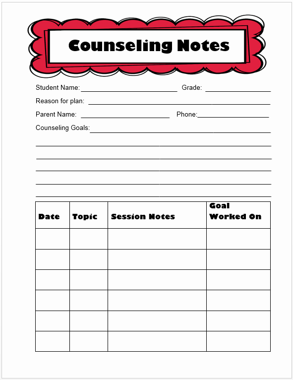 Counseling Progress Notes Template Luxury Keeping Track Of Counseling Notes the Middle School