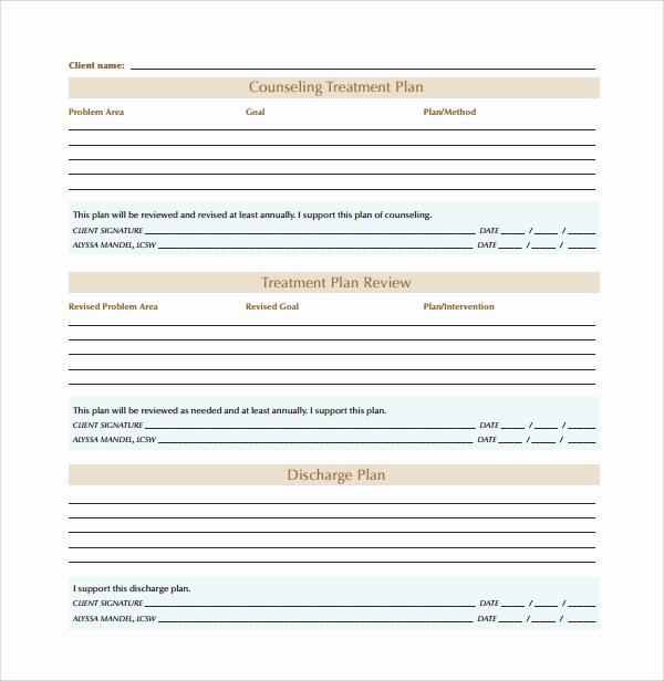 Counseling Treatment Plan Template Awesome 8 Treatment Plan Templates