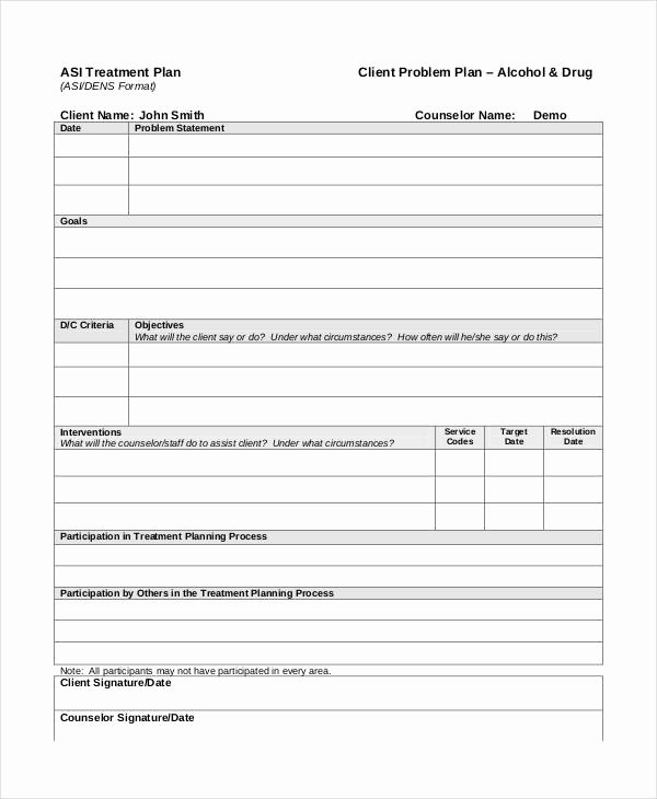 Counseling Treatment Plan Template New 21 Treatment Plan Examples