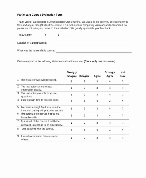 Course Evaluation form Template Best Of Training Evaluation form Examples