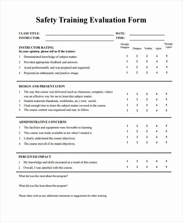 Course Evaluation form Template Lovely 9 Training Evaluation form Samples Free Sample Example