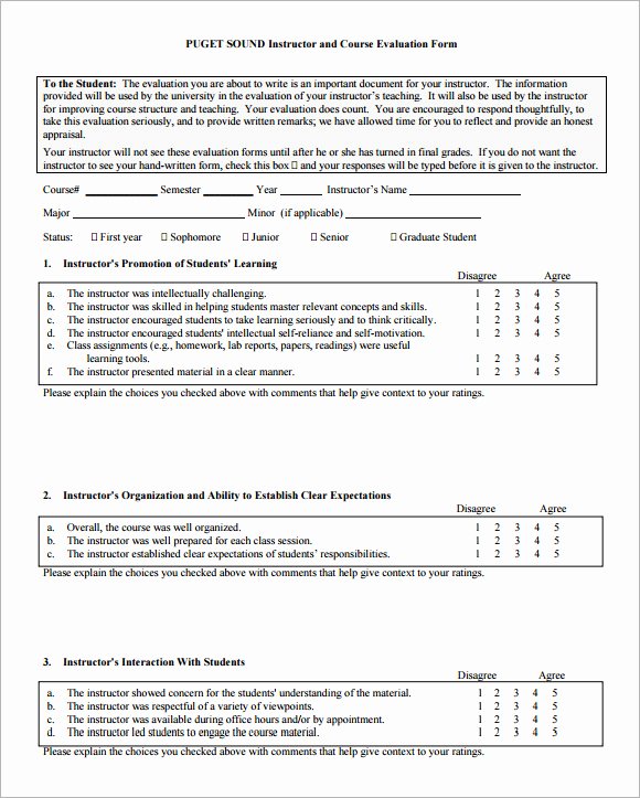 Course Evaluation form Template Lovely Course Evaluation forms Sample 8 Free Examples format