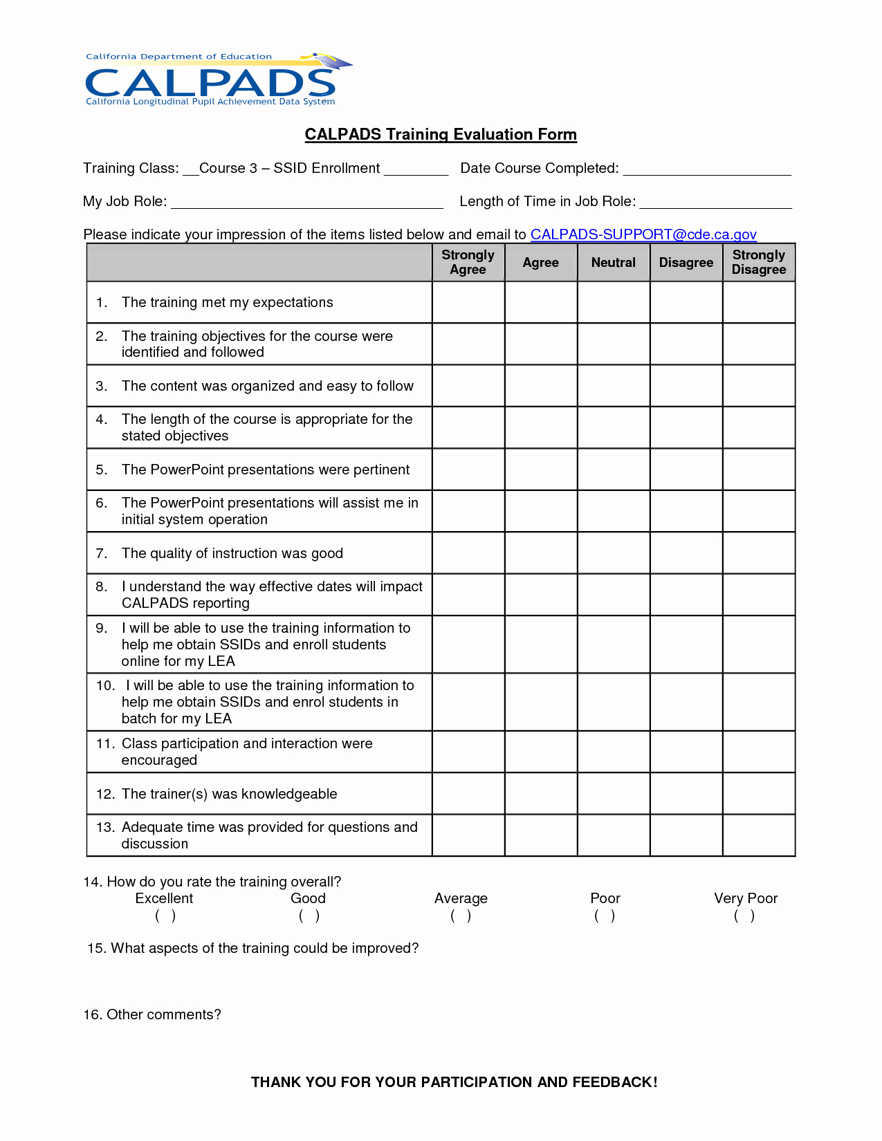 Course Evaluation form Template Unique Sample Course Evaluation form Sarahepps