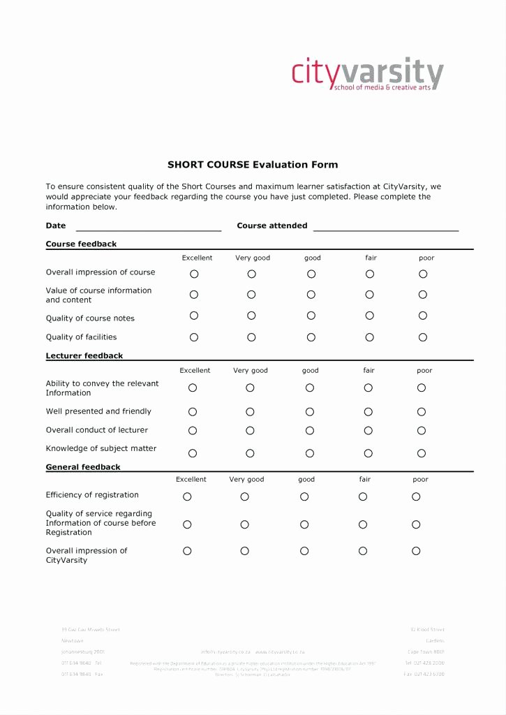 Course Evaluation Template Word Awesome Sample Training Evaluation form Template Course Post