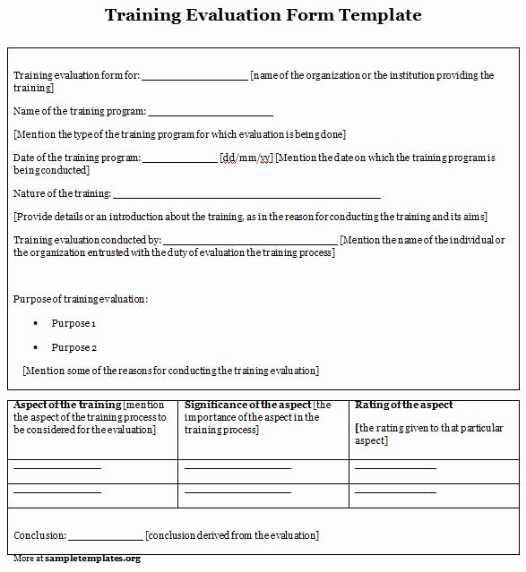 Course Evaluation Template Word Best Of Training Evaluation form Evaluation form