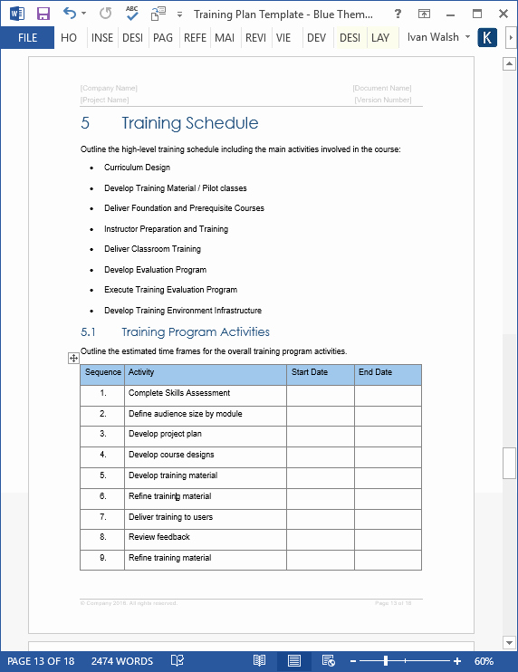 Course Evaluation Template Word Elegant Training Plan Template – 20 Page Word &amp; 14 Excel forms