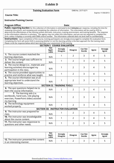 Course Evaluation Template Word Inspirational Download Training Evaluation form for Free formtemplate