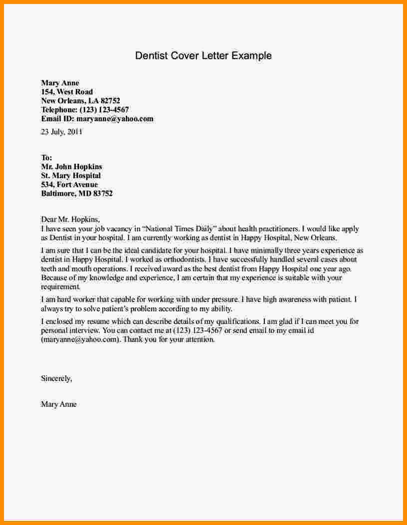 Cover Letter Template Receptionist Elegant Cover Letter Examples for Dental Receptionists