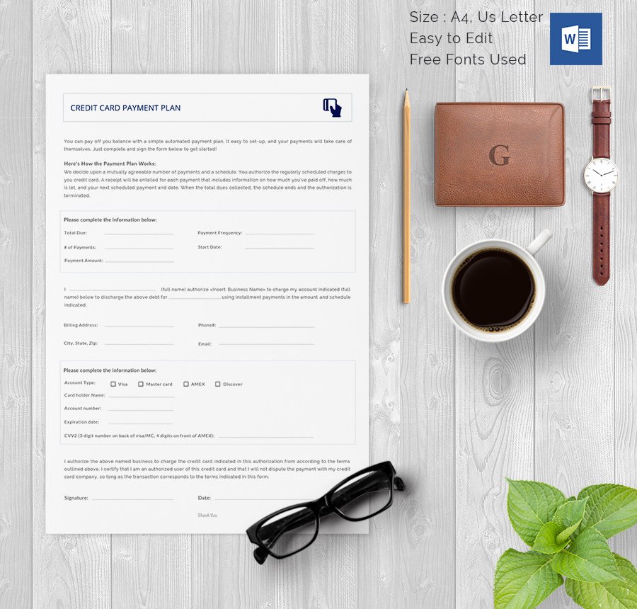 Credit Card Payment Template Elegant Payment Plan Agreement Template 12 Free Word Pdf