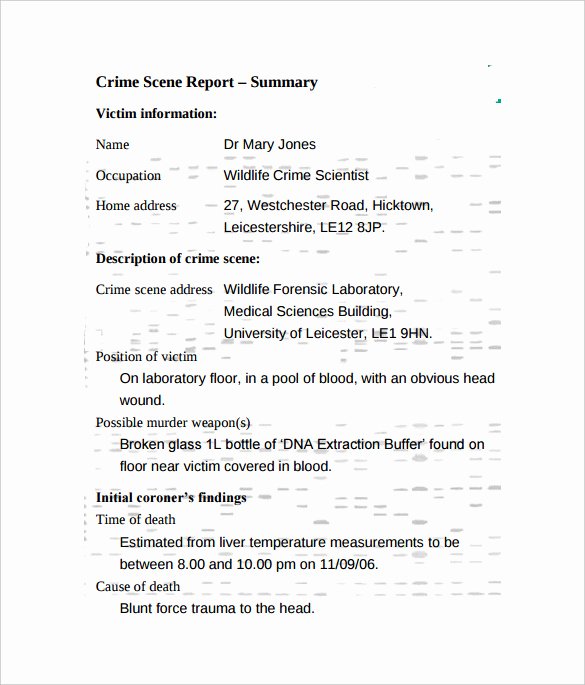 Crime Scene Report Template New 11 Sample Crime Reports Pdf Word
