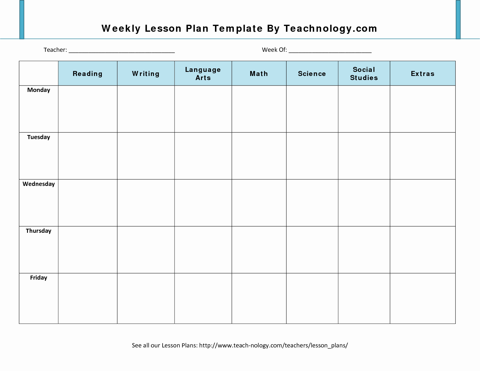 Curriculum Template for Teachers Fresh Blank Lesson Plan Template