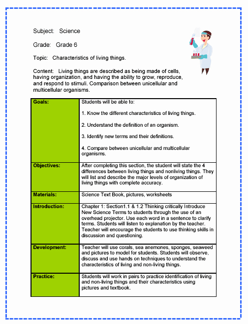 Curriculum Template for Teachers New Science Lesson Plan Sample From Teachnology