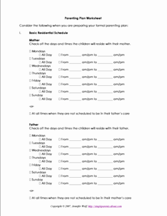 Custody Holiday Schedule Template Lovely Free Printable forms for Single Parents