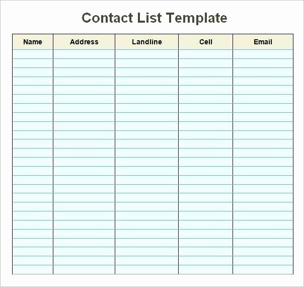 Customer Contact List Template Unique Customer Contact form Template New Design List