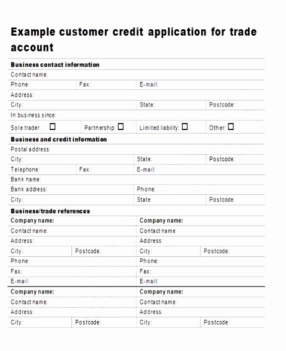 Customer Credit Application Template Elegant Credit Application forms 9 Documents Free Download In