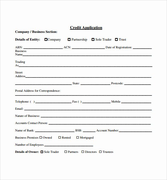 Customer Credit Application Template New Credit Application forms 9 Documents Free Download In