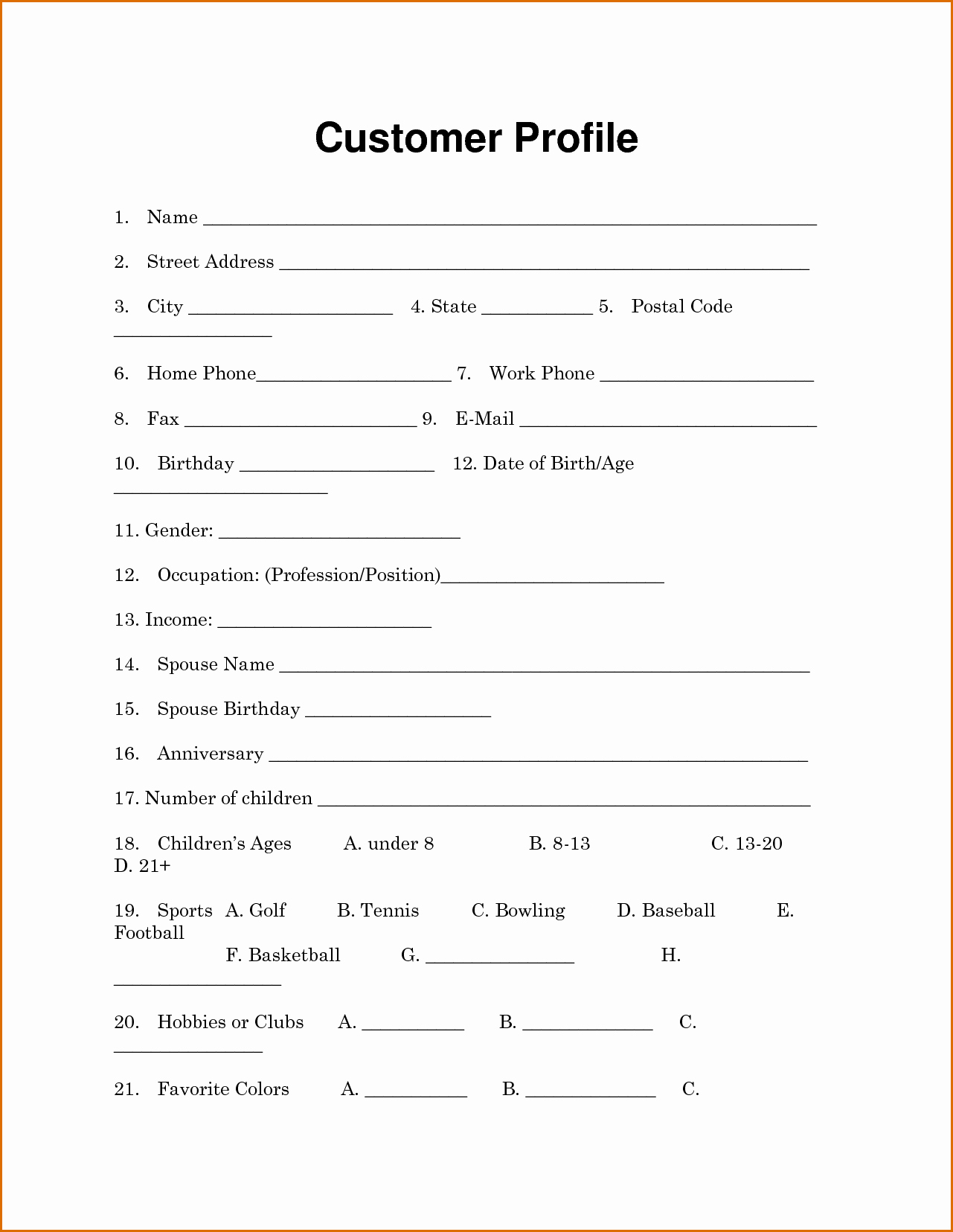 Customer Information form Template Beautiful 13 Customer Information form Template