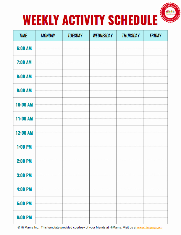 Cute Class Schedule Template Unique Daycare Weekly Schedule Template 5 Day