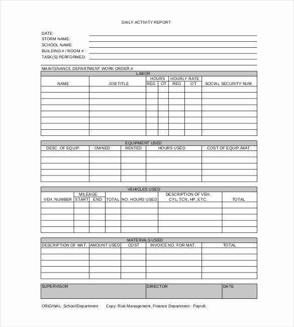 Daily Activity Report Template Beautiful Daily Report Template 25 Free Word Excel Pdf