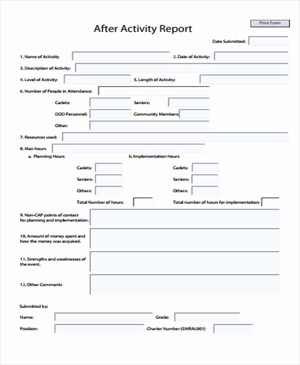 Daily Activity Report Template Unique 20 Activity Report Templates Free Sample Example