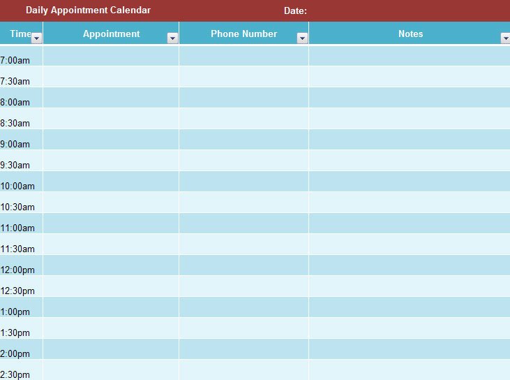 Daily Appointment Schedule Template Best Of Daily Appointment Calendar Template