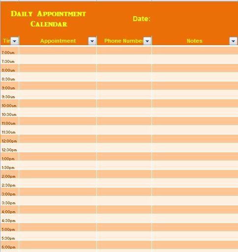 Daily Appointment Schedule Template Elegant Daily Appointment Calendar Template