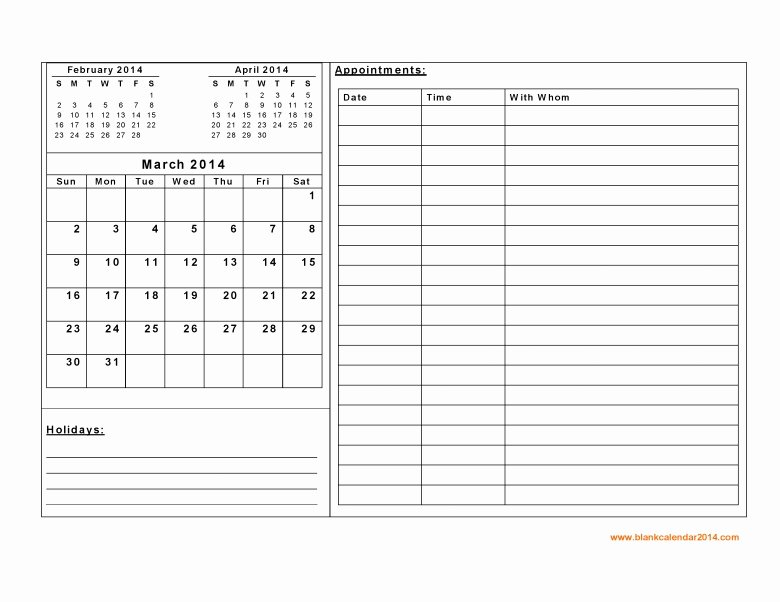 Daily Appointment Schedule Template Lovely Free Blank Printable Appointment Calendar Free Calendar