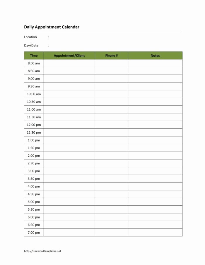Daily Appointment Schedule Template Unique Daily Appointment Schedule Template Word Templates