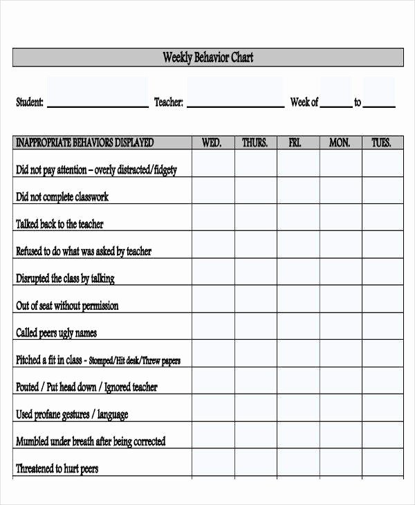 Daily Behavior Chart Template Awesome 39 Free Charts