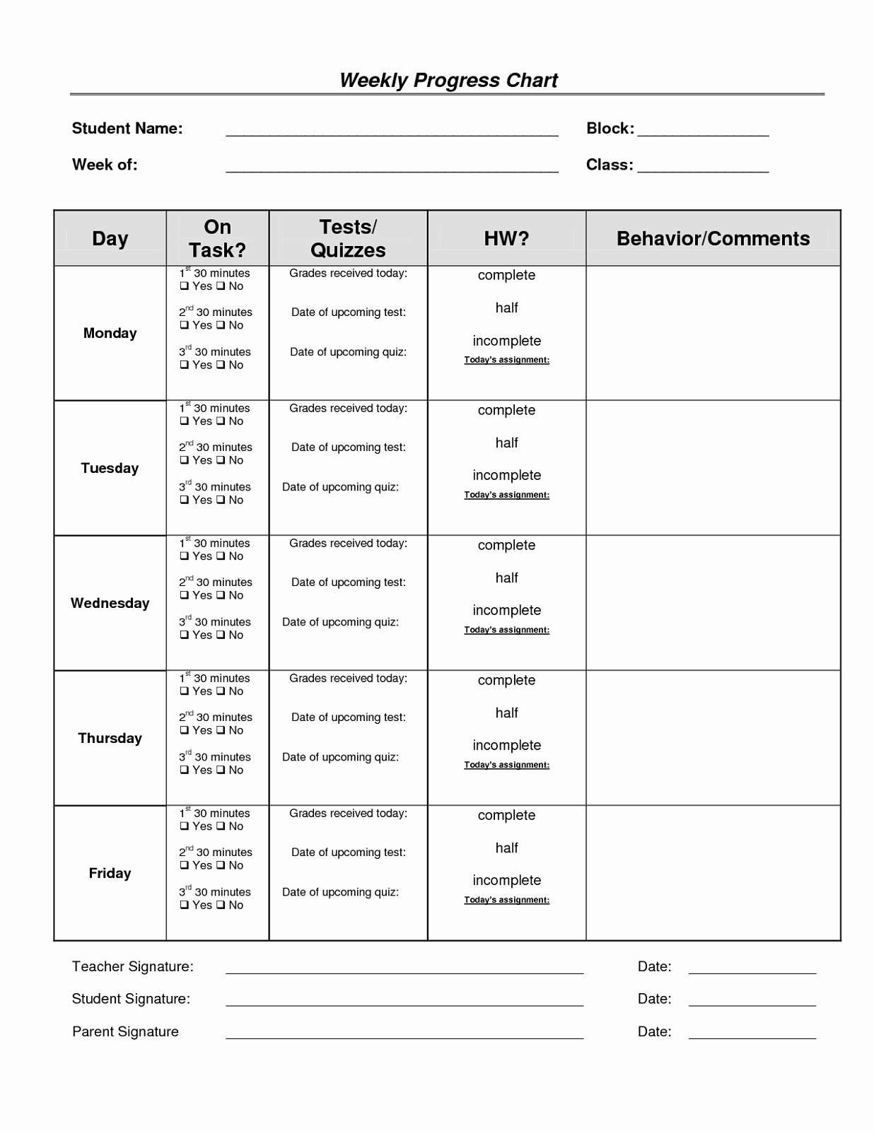 Daily Behavior Chart Template Best Of Daily Printable Behavior Charts for Home Free
