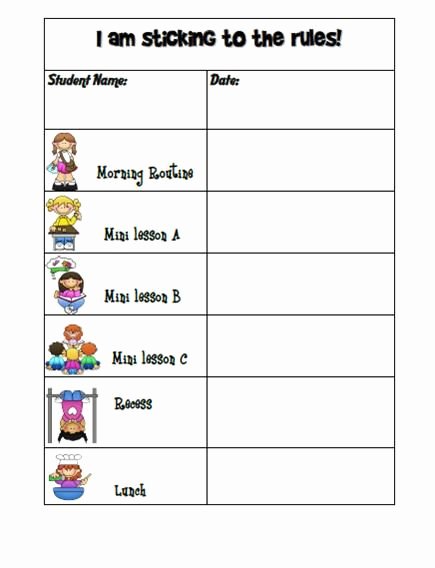 Daily Behavior Chart Template Luxury the Gallery for Daily Behavior Chart Middle School