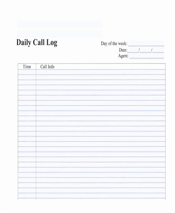Daily Call Log Template Inspirational 17 Call Log Templates In Pdf