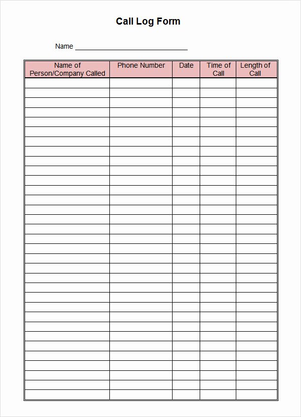 Daily Call Log Template Unique Sample Call Log Template 11 Free Documents In Pdf Word