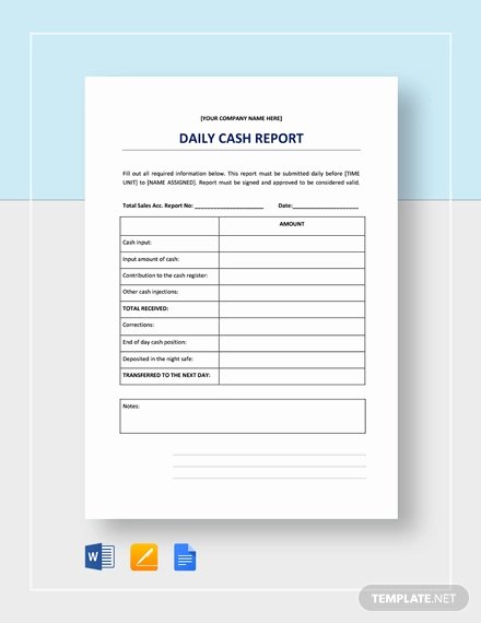 Daily Cash Report Template Awesome 24 Sample Daily Report Templates Pdf Ms Word
