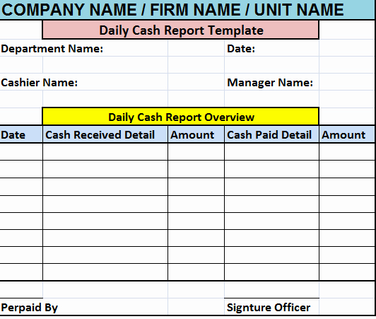 Daily Cash Report Template Beautiful Daily Report Templates – Excel Word Templates