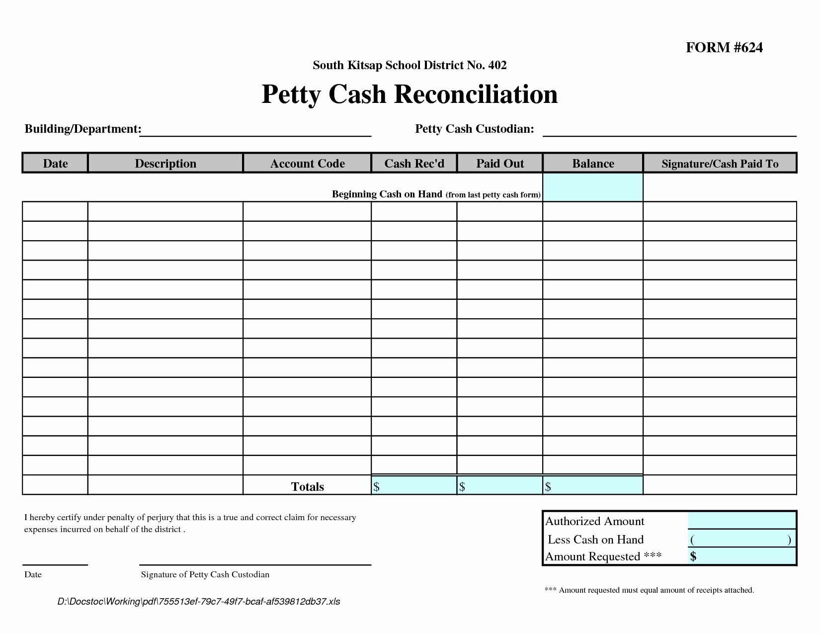 Daily Cash Report Template Lovely Daily Cash Reconciliation form Template Templates