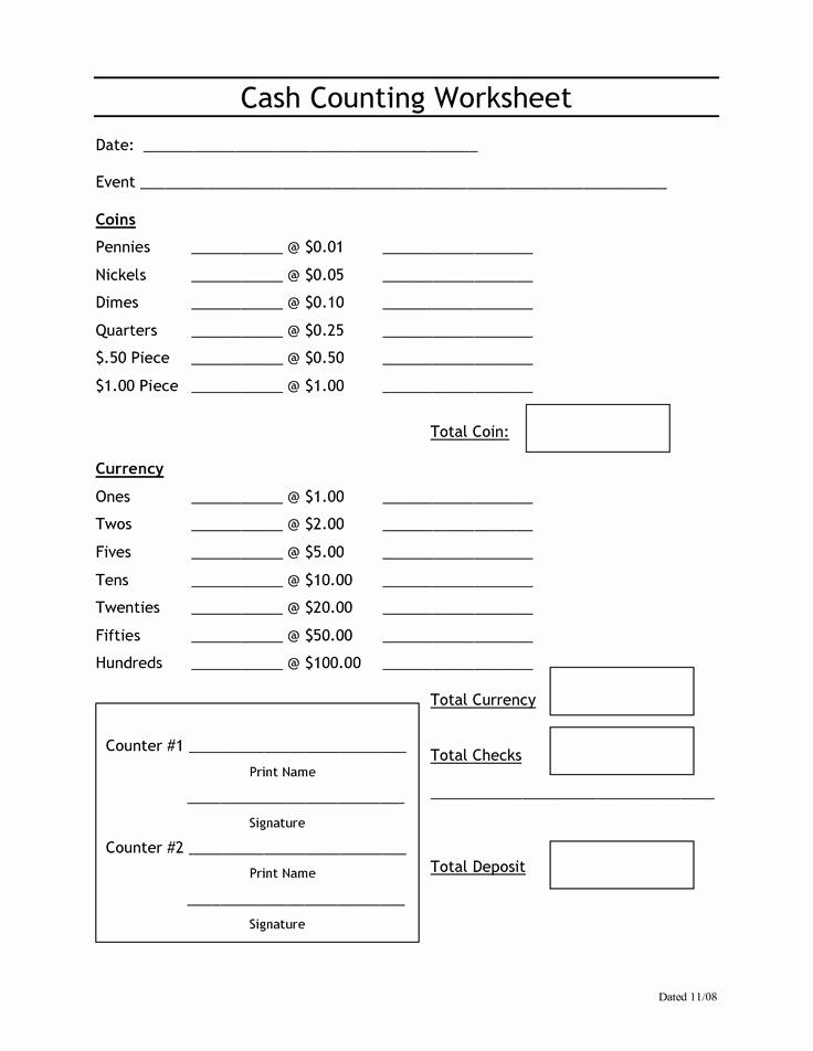 Daily Cash Report Template Lovely Sample Cash Count Sheet Invitation Samples Blog