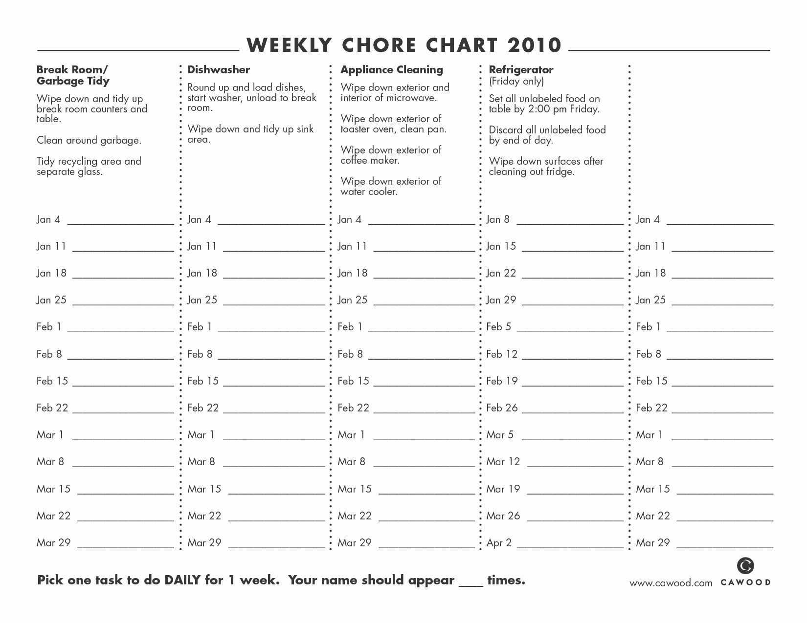 Daily Chore Chart Template Beautiful 9 Best Of Printable Weekly Chore Chart Weekly