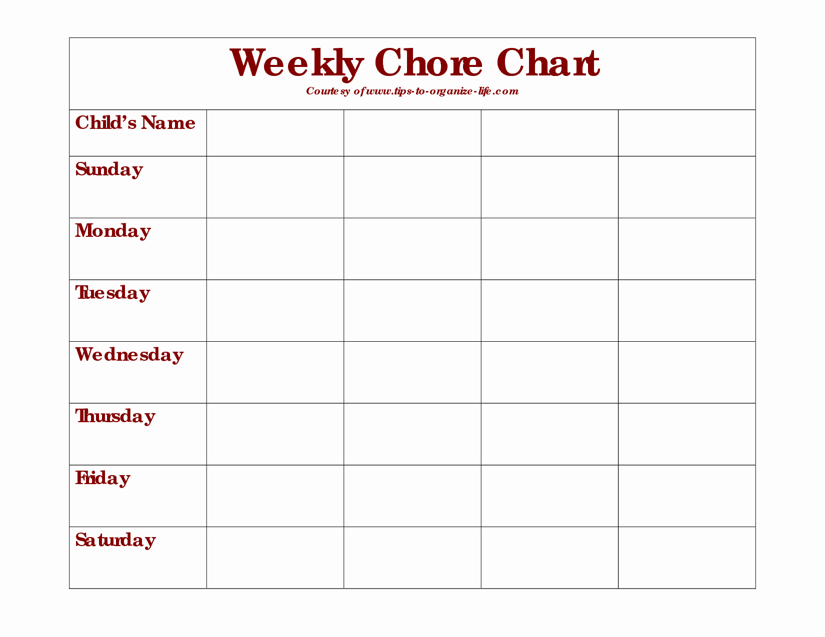 Daily Chore Chart Template Unique 10 Best Of Printable Daily Chore Schedule