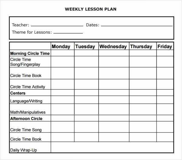 Daily Lesson Plan Template Inspirational Weekly Lesson Plan 8 Free Download for Word Excel Pdf